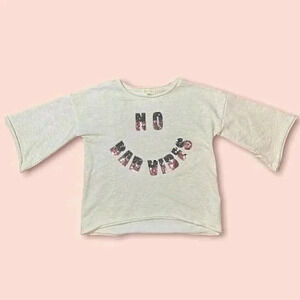 Jessica Simpson NO BAD VIBES bell sleeve shirt